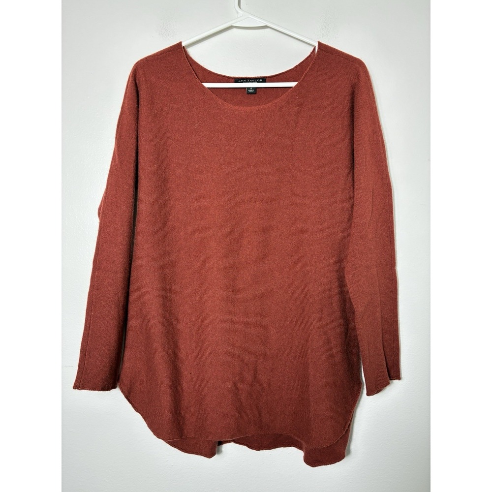 Ann Taylor 100% Cashmere Pullover Sweater Sz Small Red Quite Luxury Minimalist